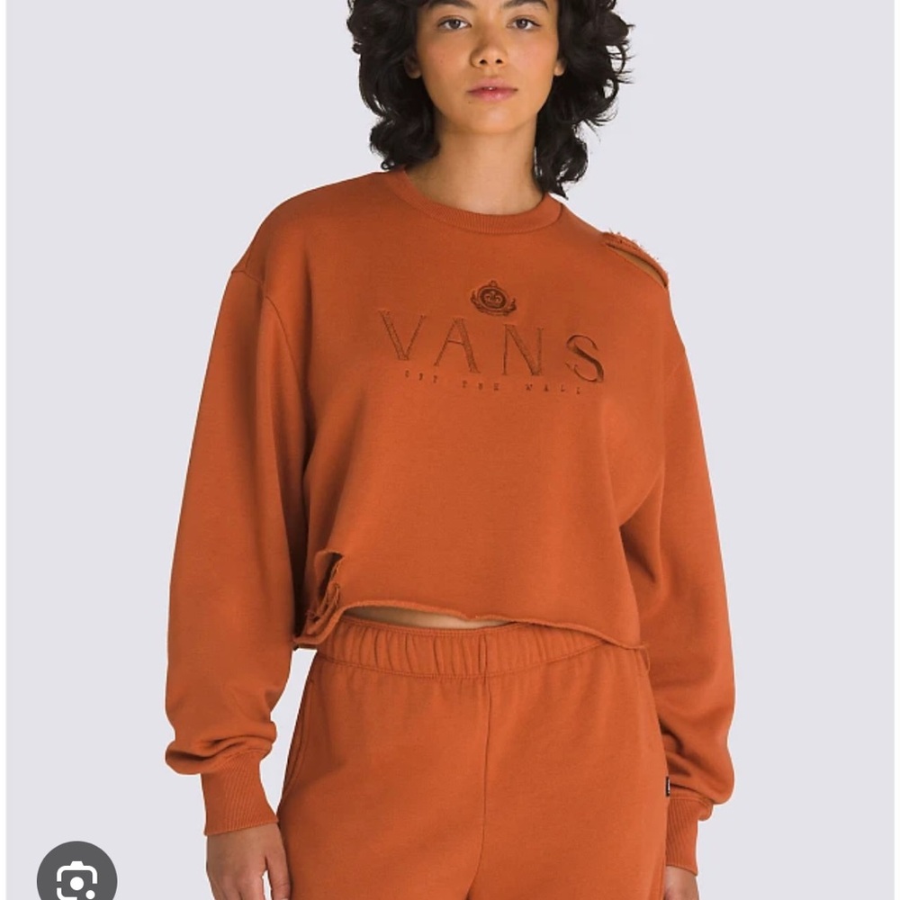 Vans Burnt Orange Logo Sweatshirt distressed